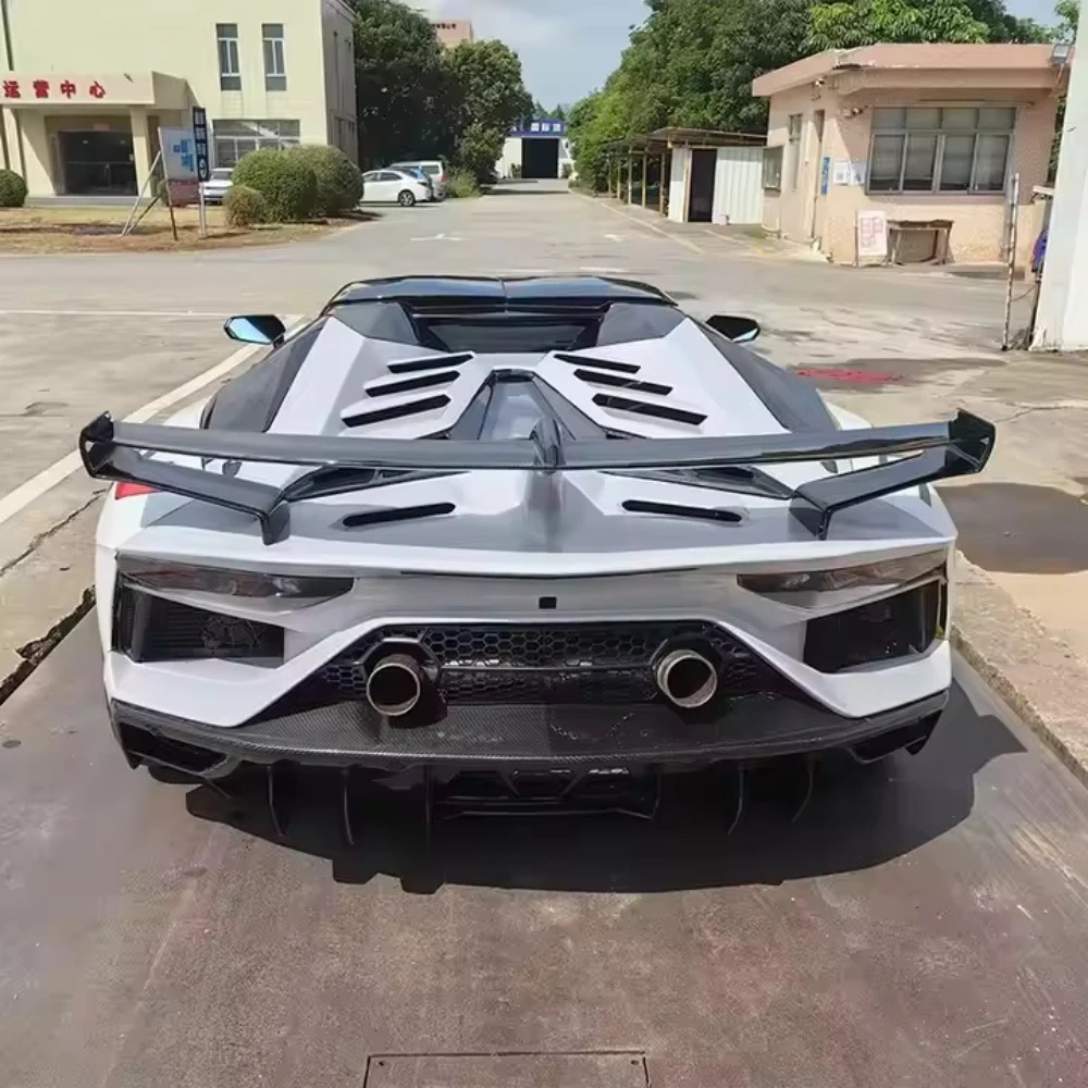 SVJ Style Spoiler Rear Wing High Quality Fast Delivery Dry Carbon Fiber Half Carbon Body Kits for Aventador